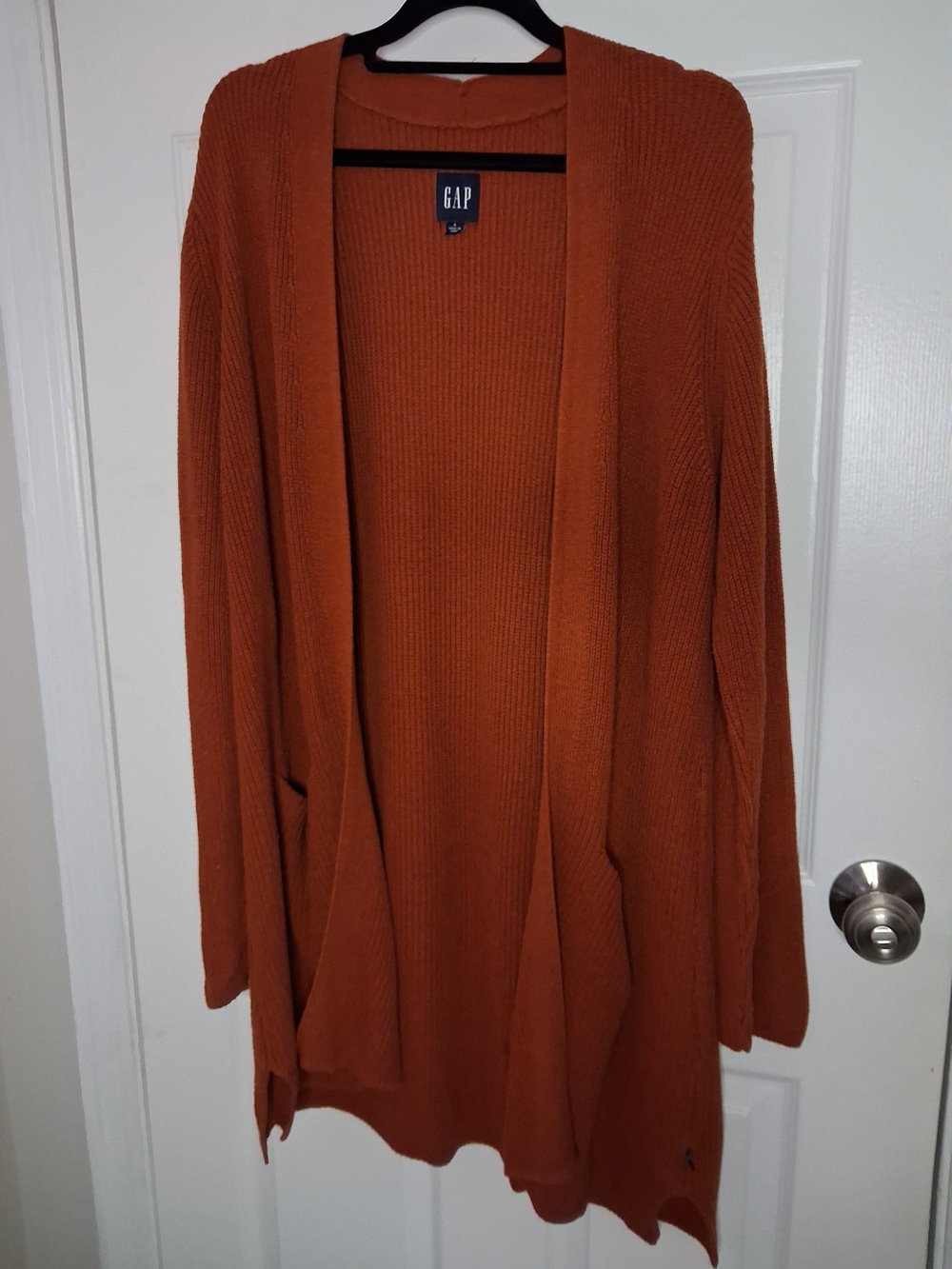 GAP Open-Front Ribbed Cardigan - Burnt Orange